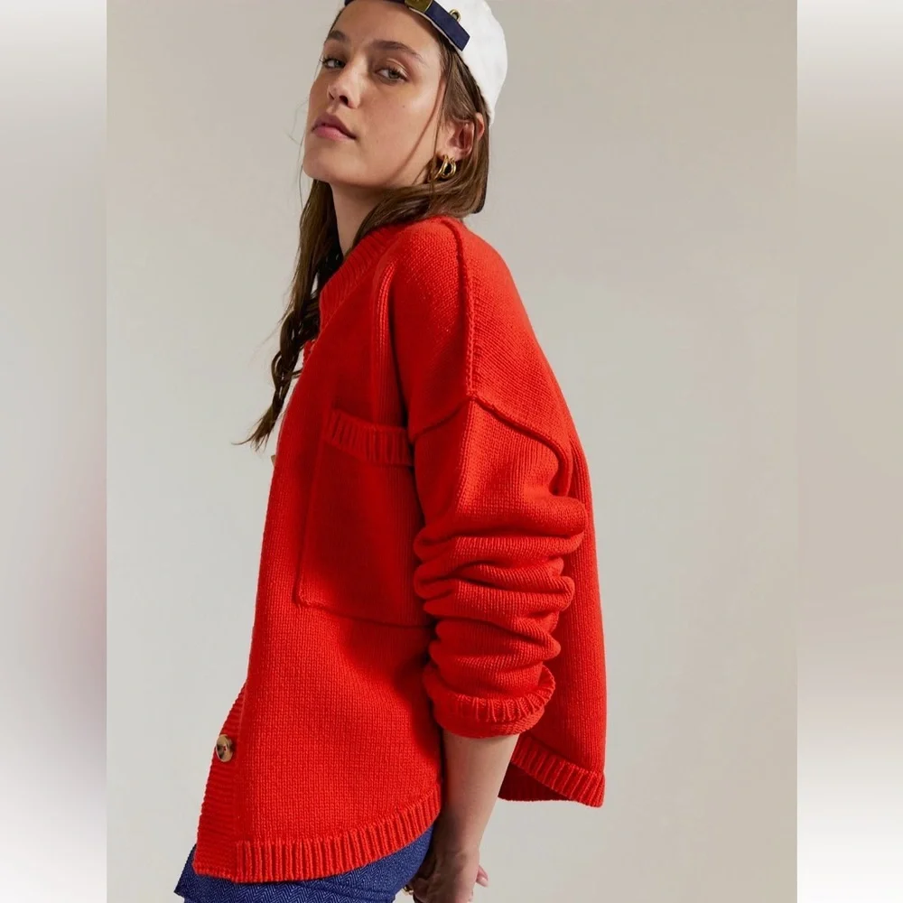 NWT Free People We the Free on the Isle Red Cardigan - Picture 3 of 9